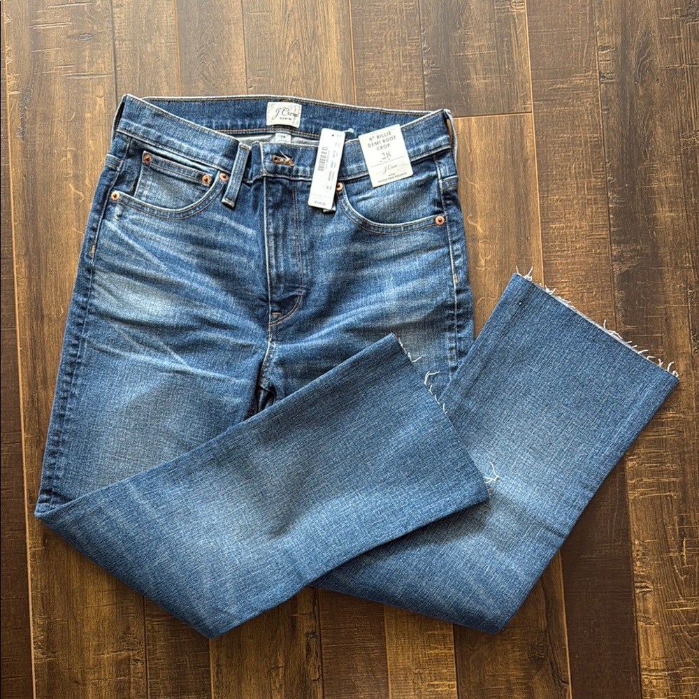 J. Crew Demi Boot Crop Straight Jeans Classic Denim